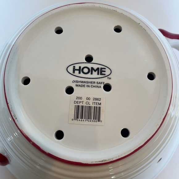 Ceramic Colander Cheery Red and White Decorated with Cherries - Picture 7 of 8